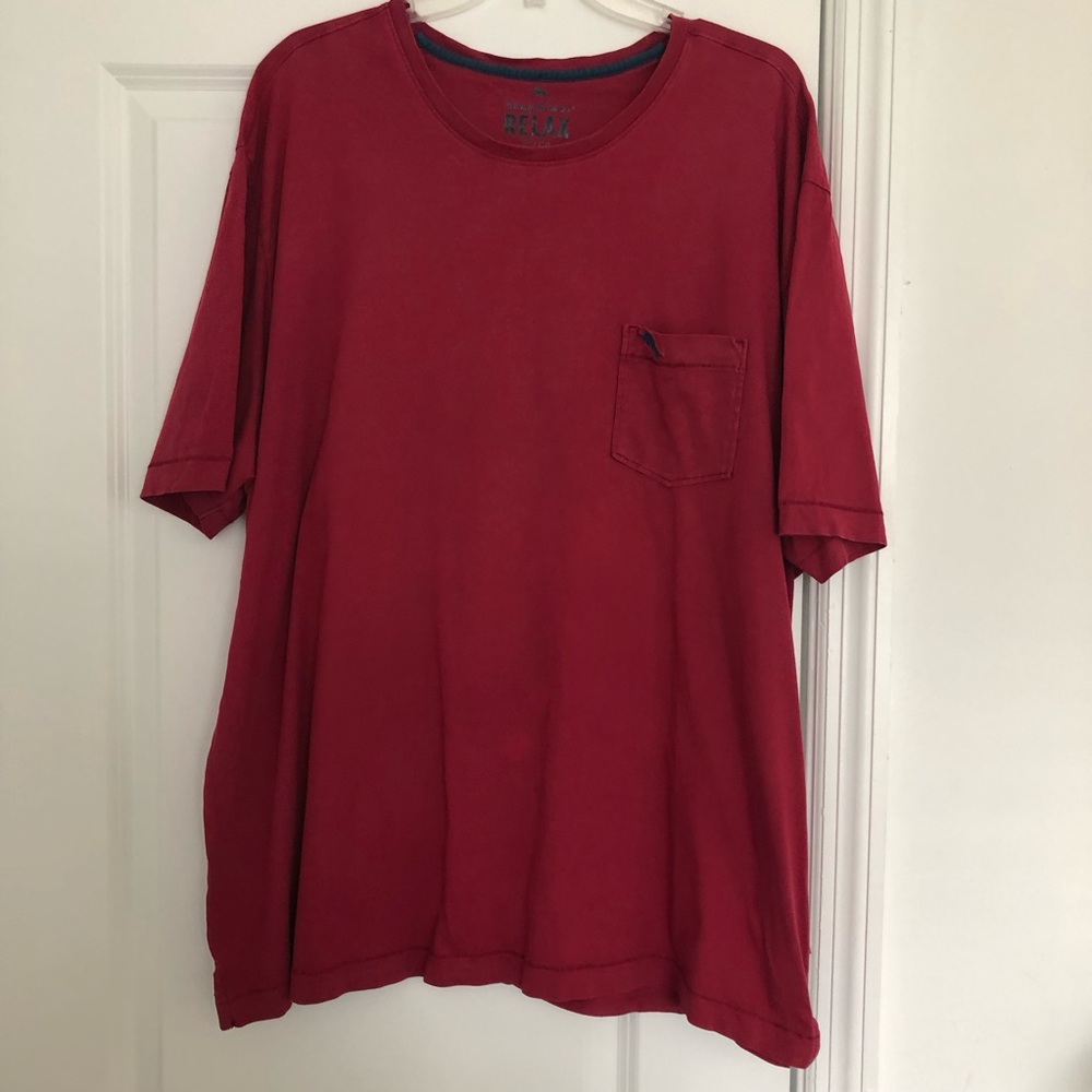 Tommy Bahama Red Tee with Embroidered Marlin Logo